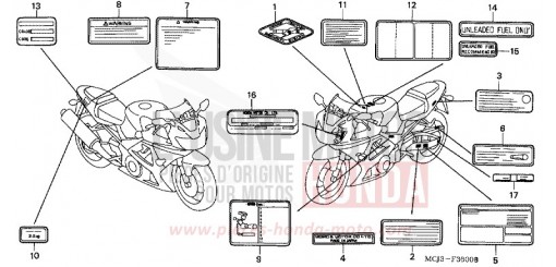 CAUTION LABEL CBR900RR1 de 2001